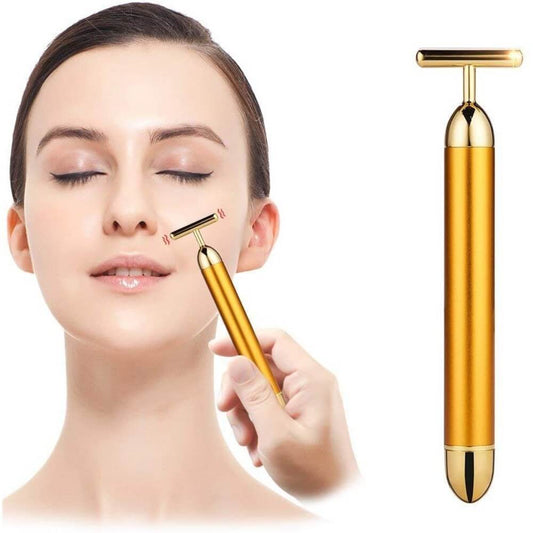 24k Golden Pulse Facial Massage Tool Beauty Bar for Sensitive Skin