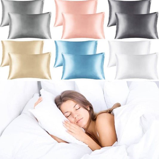 2 Pack Satin Pillowcase for Hair and Skin Natural Soft Pillow Case 20x26 inches with Envelope Closure