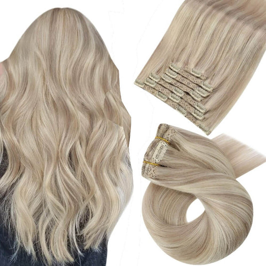 16 inch Clip in Hair Extensions Natural Straight Invisible Synthetic Hair Extensions 7 Pieces