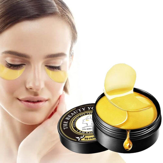 24K Gold Under Eye Patches for Dark Circles Puffy Eyes Natural Organic (60 Pieces)